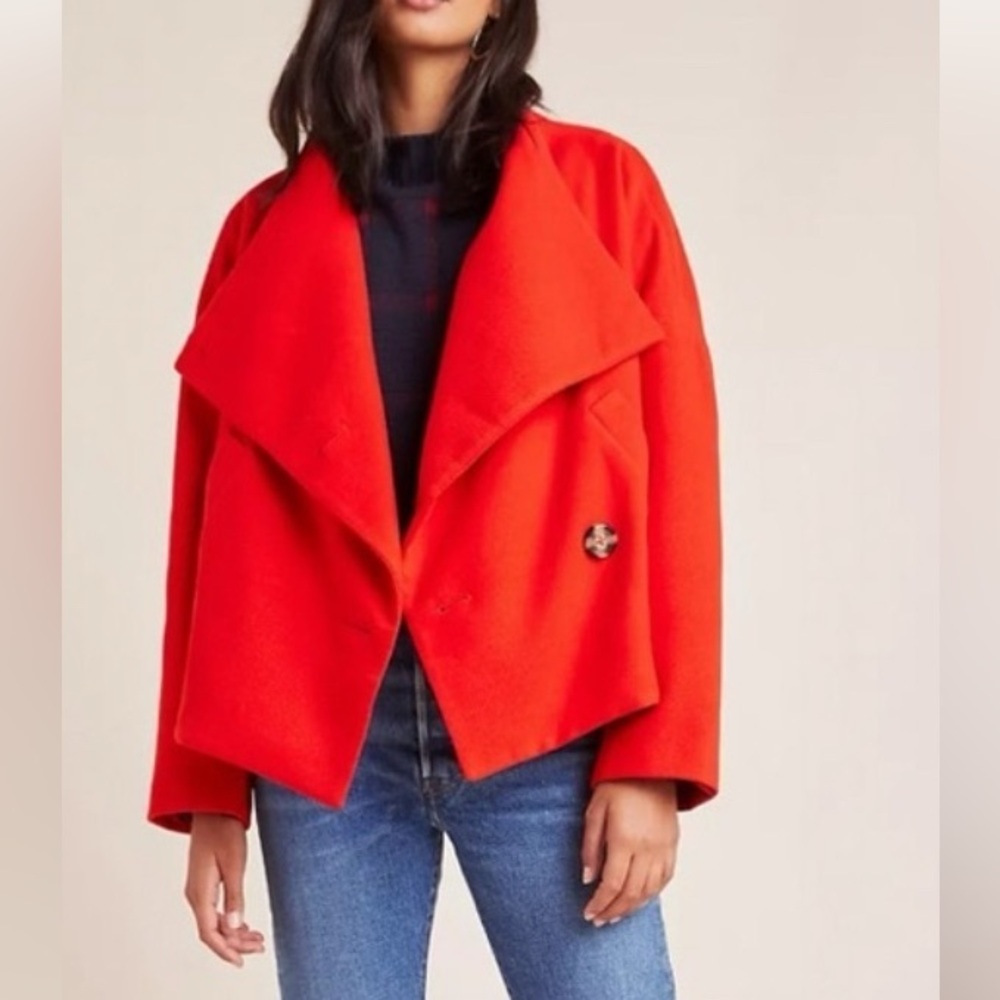 NWT Anthropologie Peacoat Plus Size 1X, Red, Relaxed Fit Oversized Boho Colorful - Picture 2 of 15